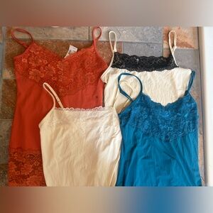 Lot of 4 Maurices Y2K Camisole Tank Top Lace Trim Fairy Core Boho Whimsy S NWT
